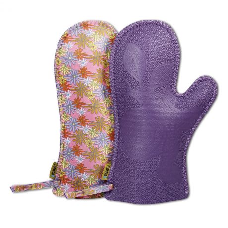 Neoprene Oven Mitts in Purple with Daisy Design [Pair]